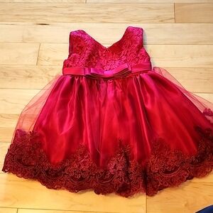 Red dressy toddler dress, christmas dress size 12 to 24 mo